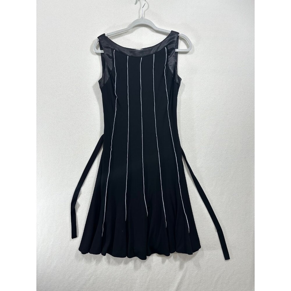 Sandra Darren Midi Black Striped Dress